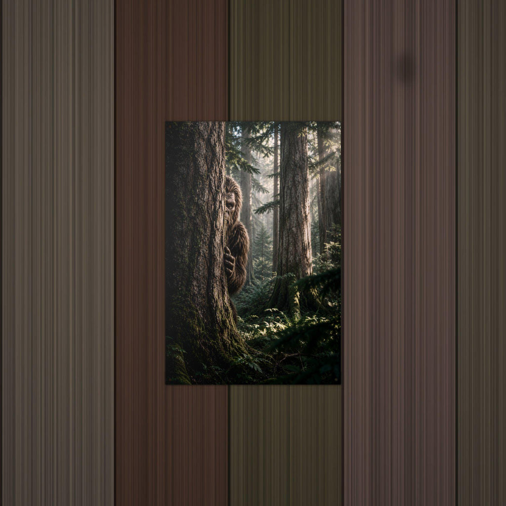 Peekaboo Pine Bigfoot Metal Sign Wood Sign — lifestyle setting