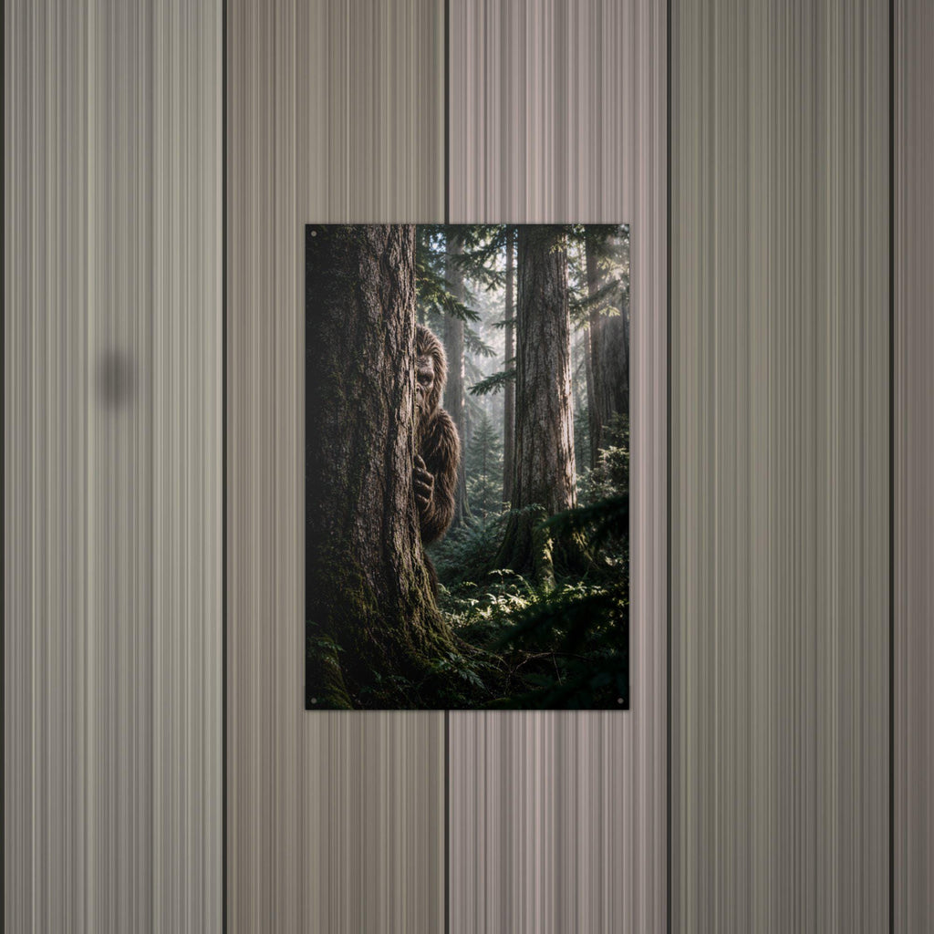 Peekaboo Pine Bigfoot Metal Sign Wood Sign — alternate angle
