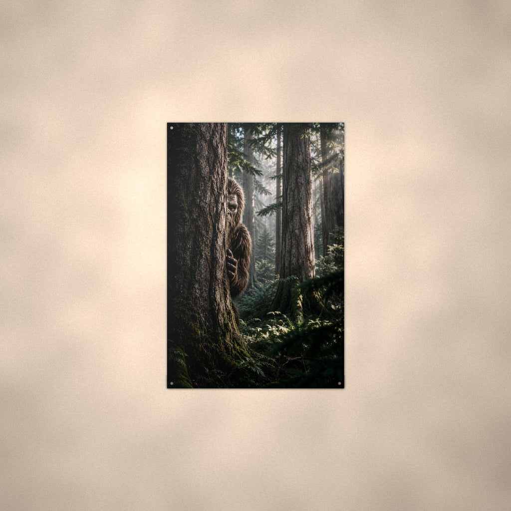 Peekaboo Pine Bigfoot Metal Sign Wood Sign — alternate angle