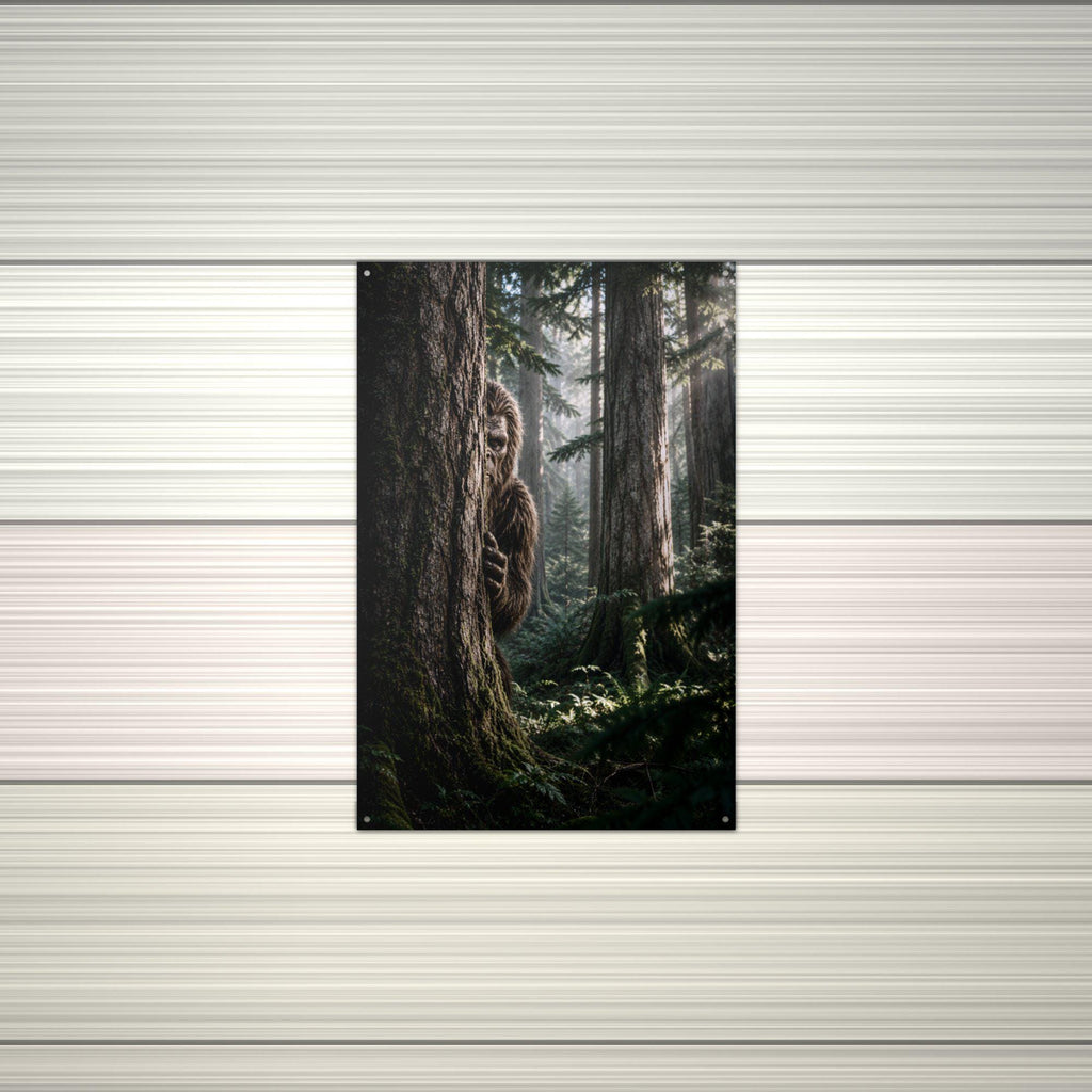 Peekaboo Pine Bigfoot Metal Sign Wood Sign — alternate angle