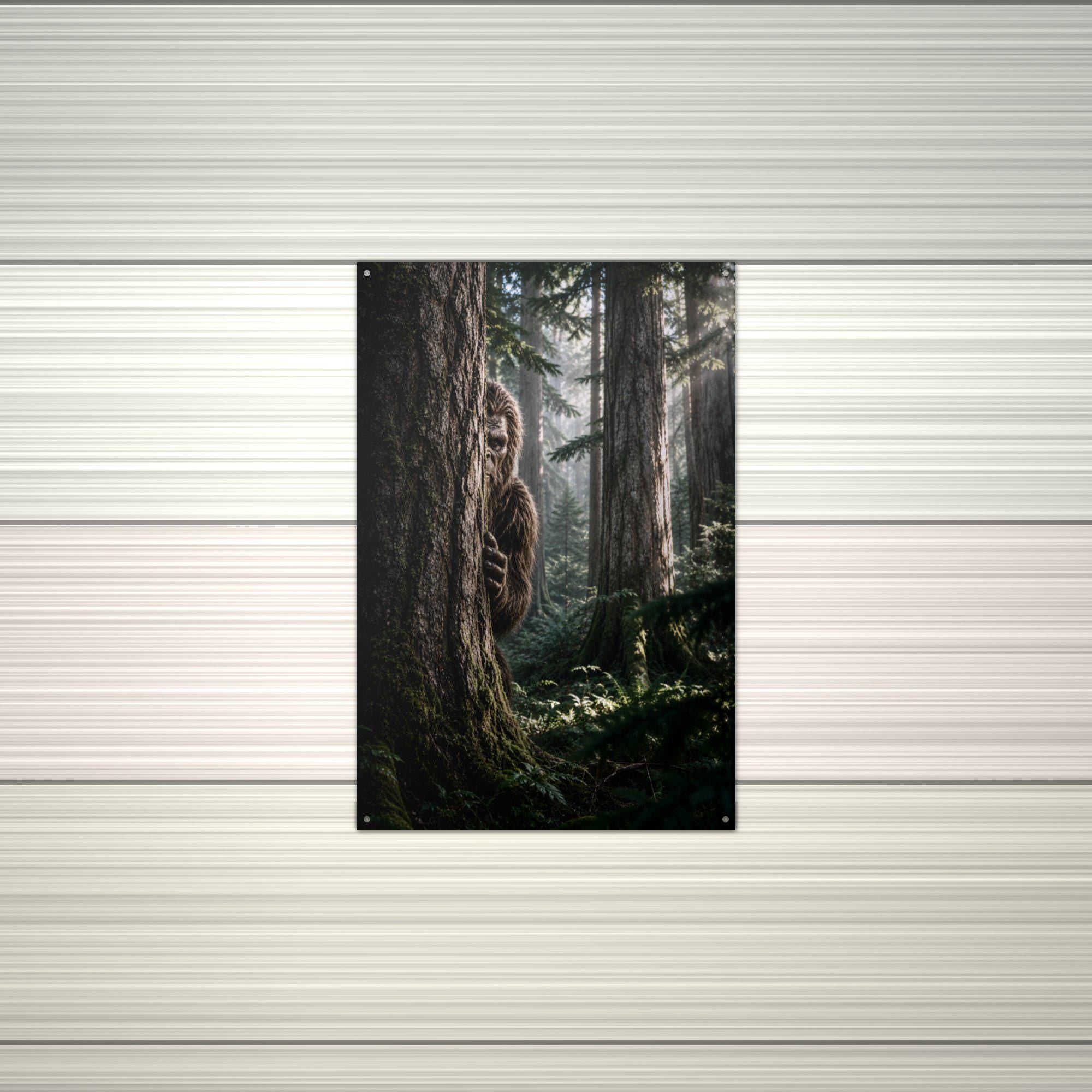 Peekaboo Pine Bigfoot Metal Sign Wood Sign — alternate angle