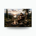 Campfire Guitar Bigfoot Metal Sign Bigfoot Aluminum Sign — front view on white background