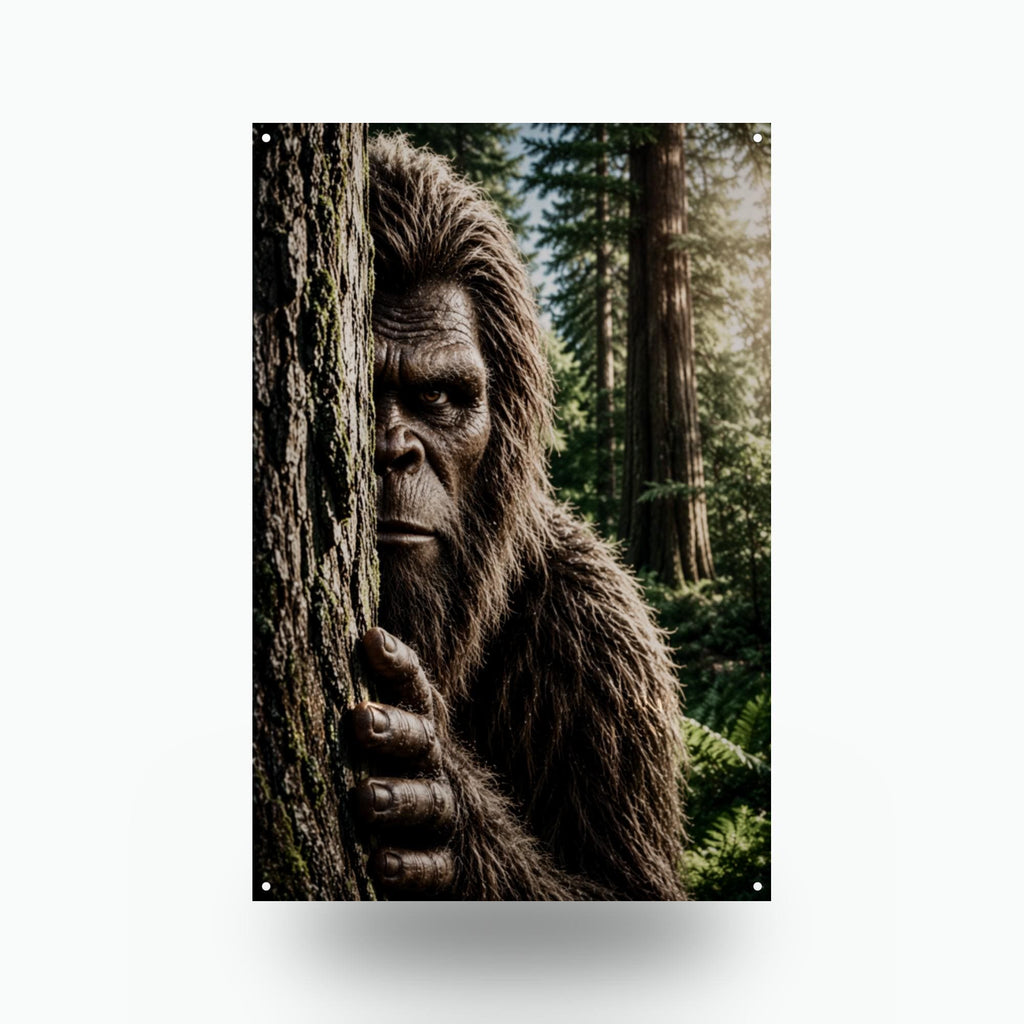 Redwood Peek Bigfoot Metal Sign Bigfoot Aluminum Sign — front view on white background