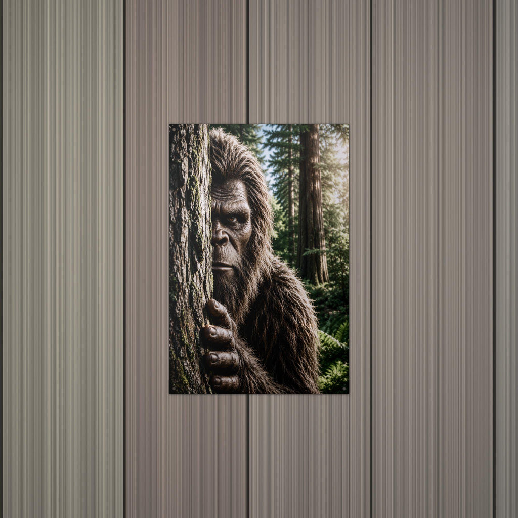Redwood Peek Bigfoot Metal Sign Bigfoot Aluminum Sign — alternate angle
