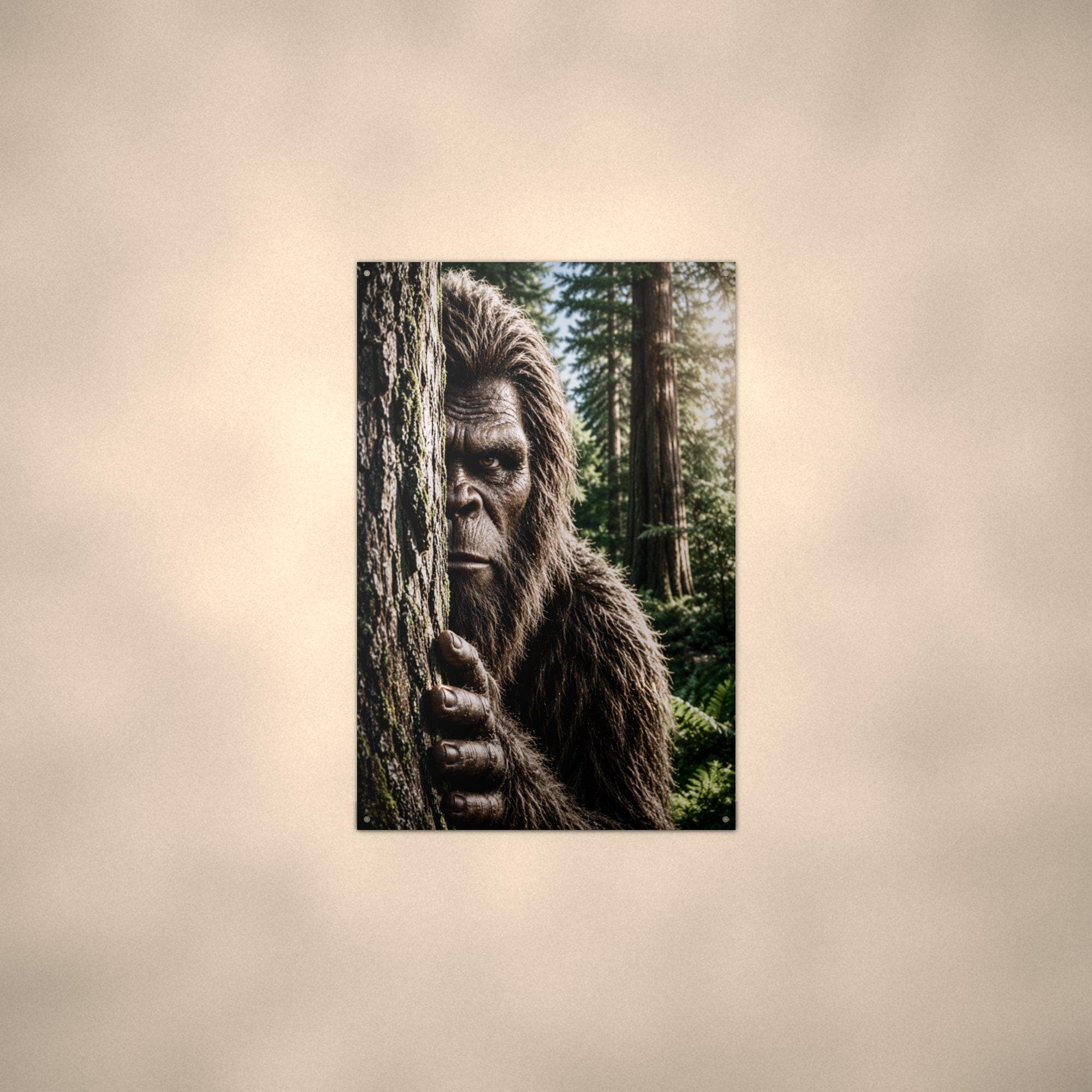 Redwood Peek Bigfoot Metal Sign Bigfoot Aluminum Sign — alternate angle