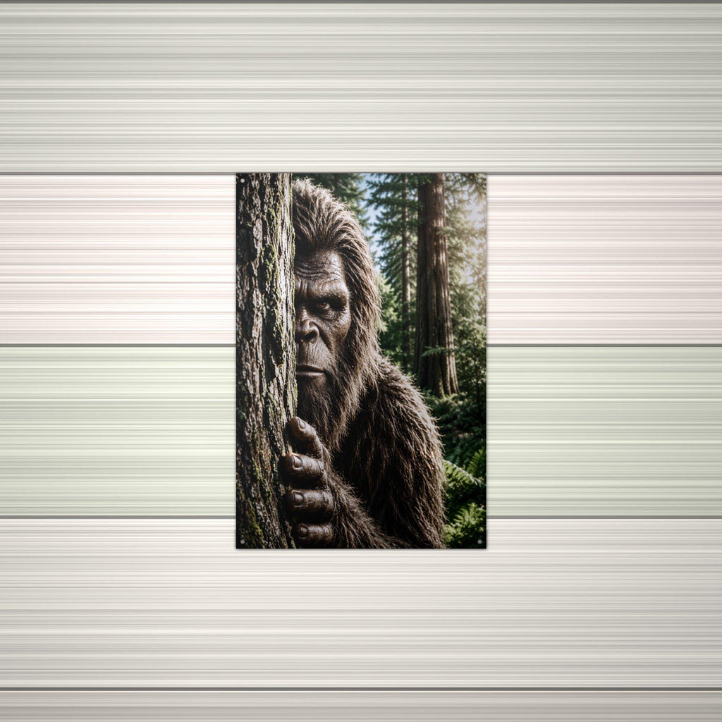 Redwood Peek Bigfoot Metal Sign Bigfoot Aluminum Sign — alternate angle