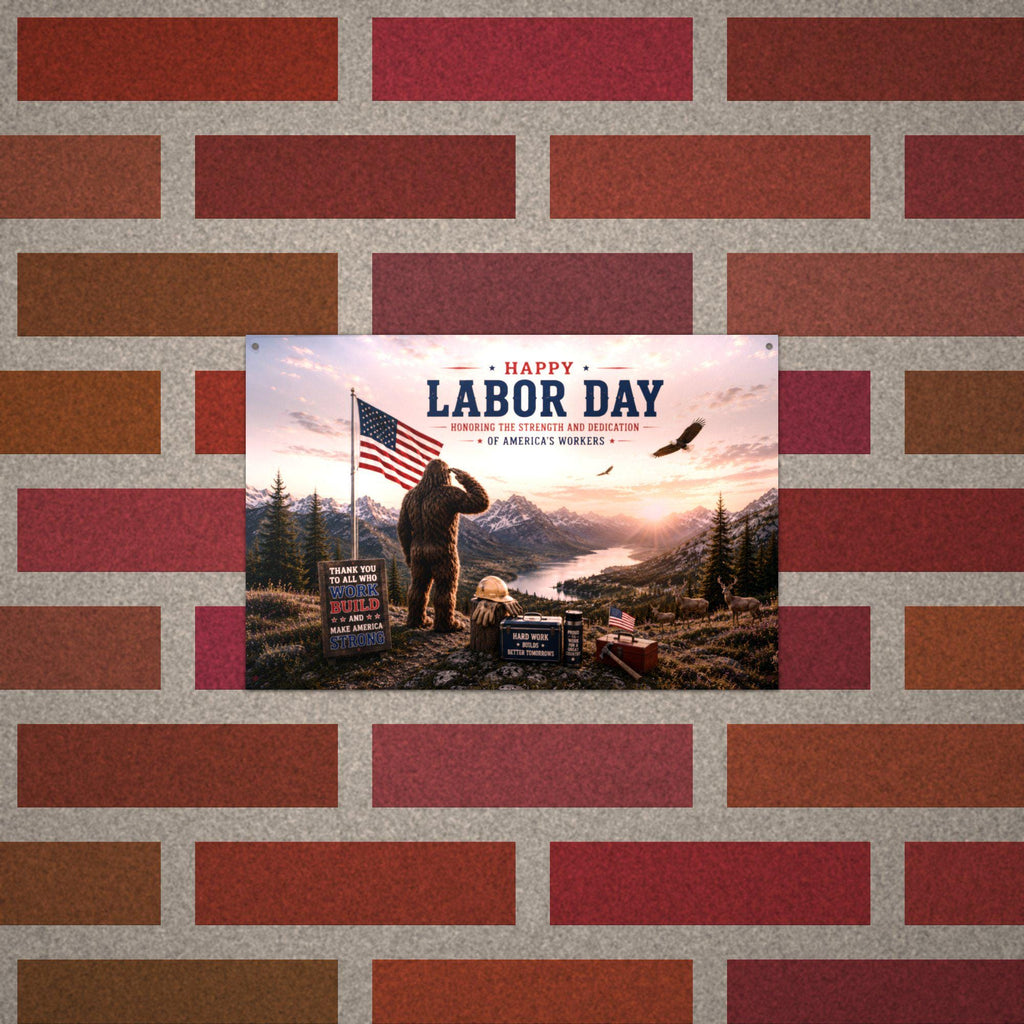 Labor Day Bigfoot Metal Sign Bigfoot Aluminum Sign — alternate angle