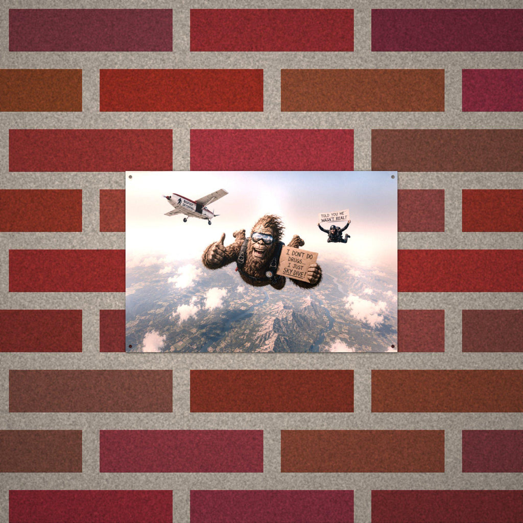 Skydiving Bigfoot Metal Sign Bigfoot Aluminum Sign — alternate angle