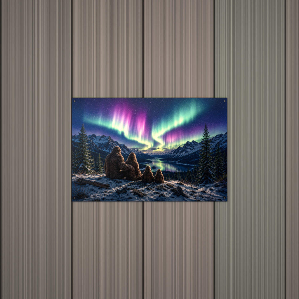 Northern Lights Bigfoot Metal Sign Bigfoot Aluminum Sign — alternate angle