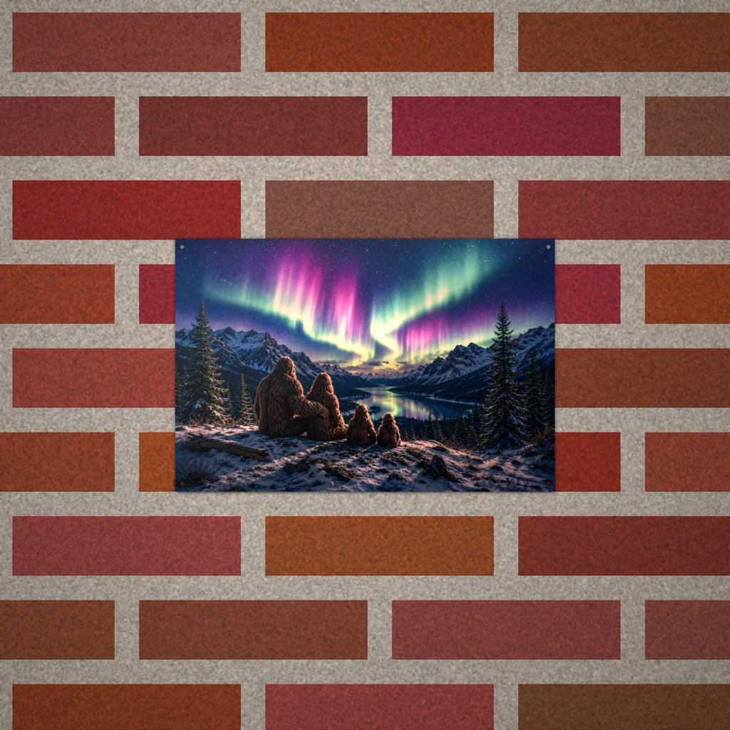 Northern Lights Bigfoot Metal Sign Bigfoot Aluminum Sign — alternate angle