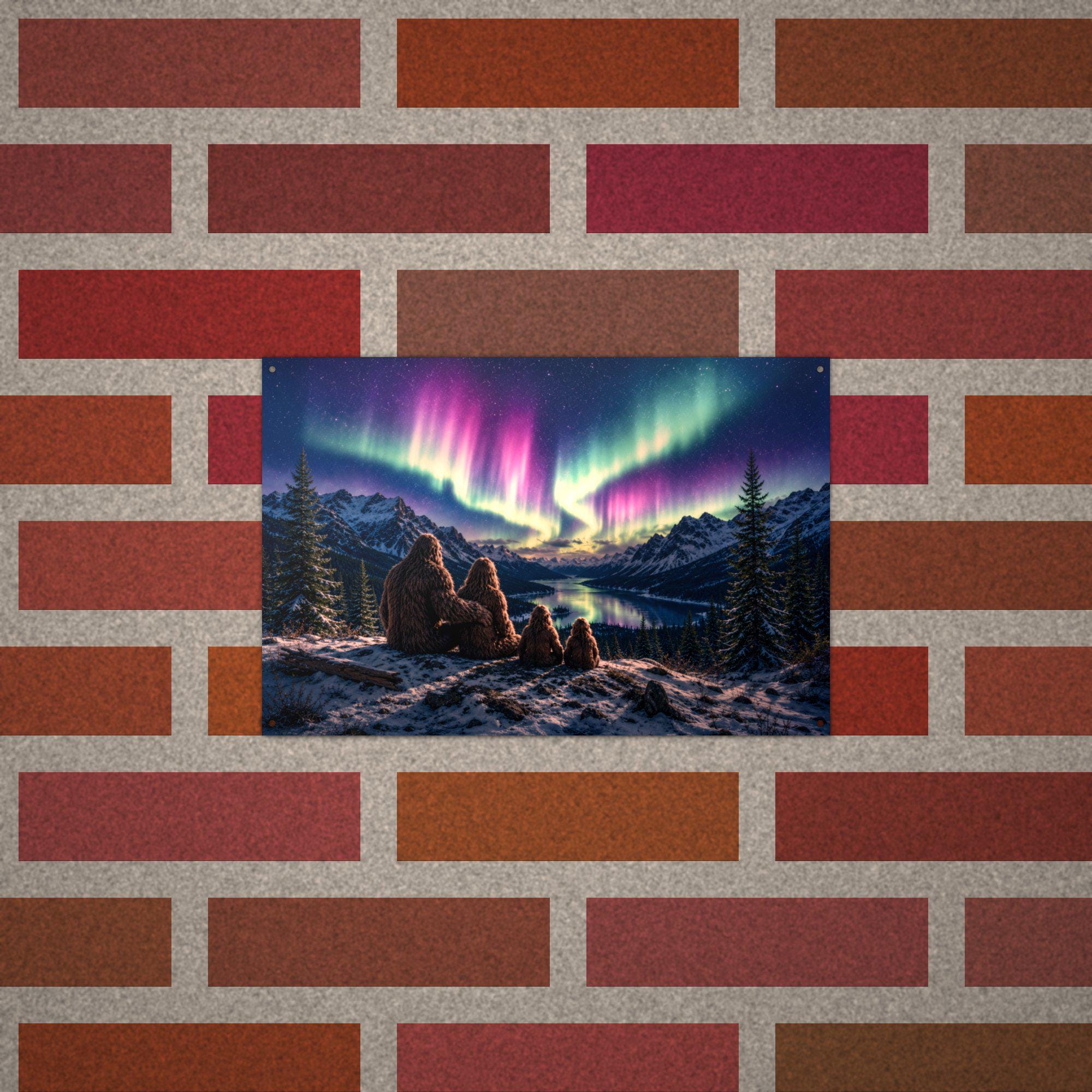 Northern Lights Bigfoot Metal Sign Bigfoot Aluminum Sign — alternate angle