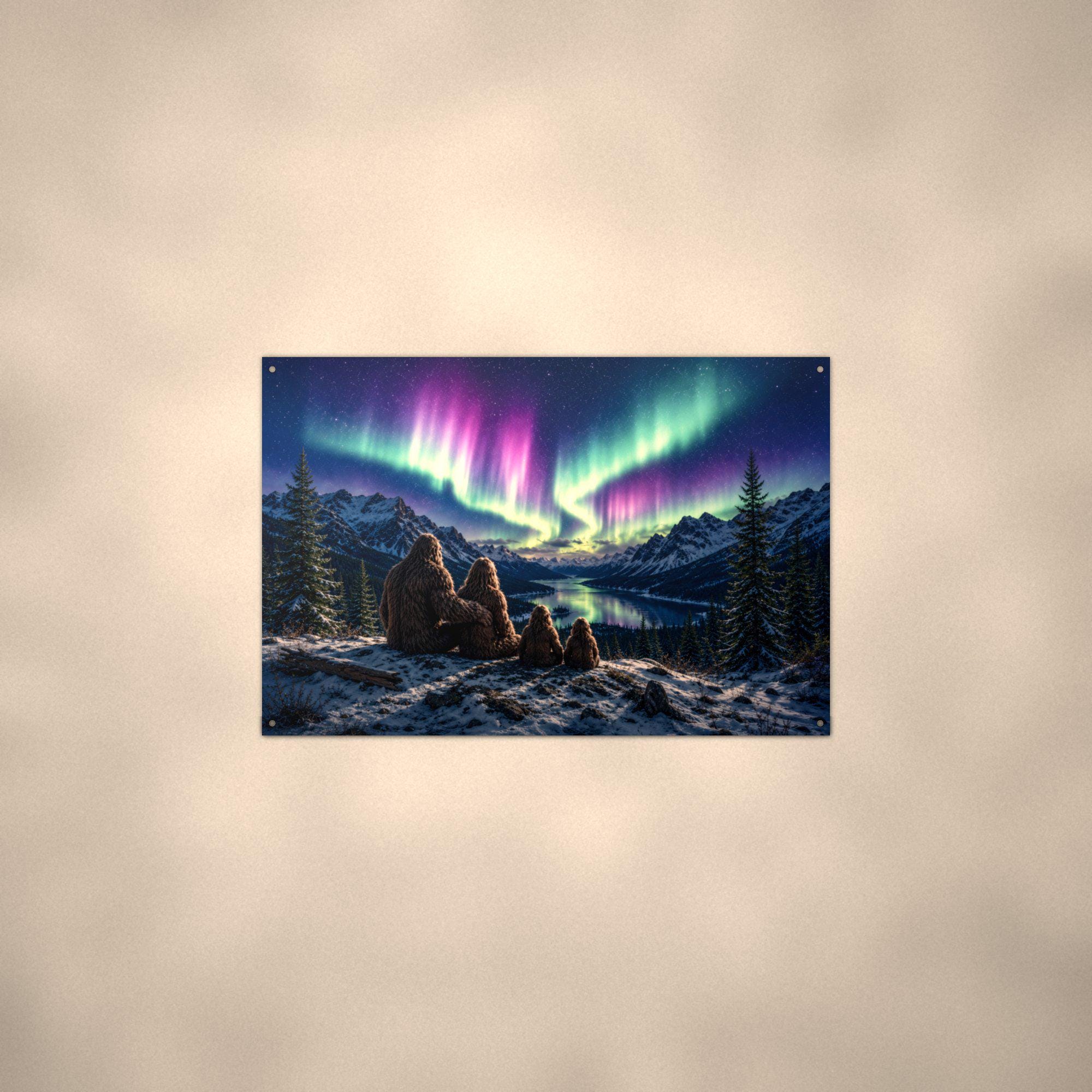 Northern Lights Bigfoot Metal Sign Bigfoot Aluminum Sign — alternate angle