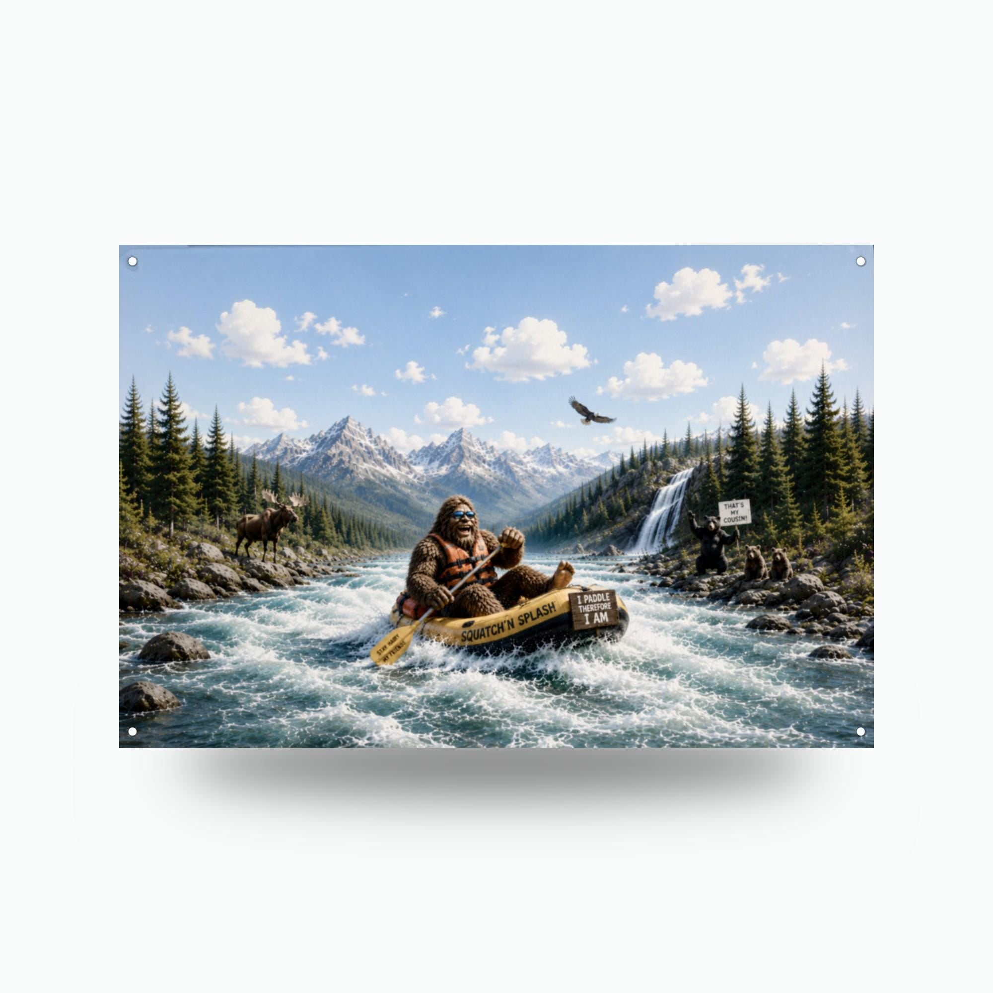Whitewater Bigfoot Metal Sign Bigfoot Aluminum Sign — front view on white background