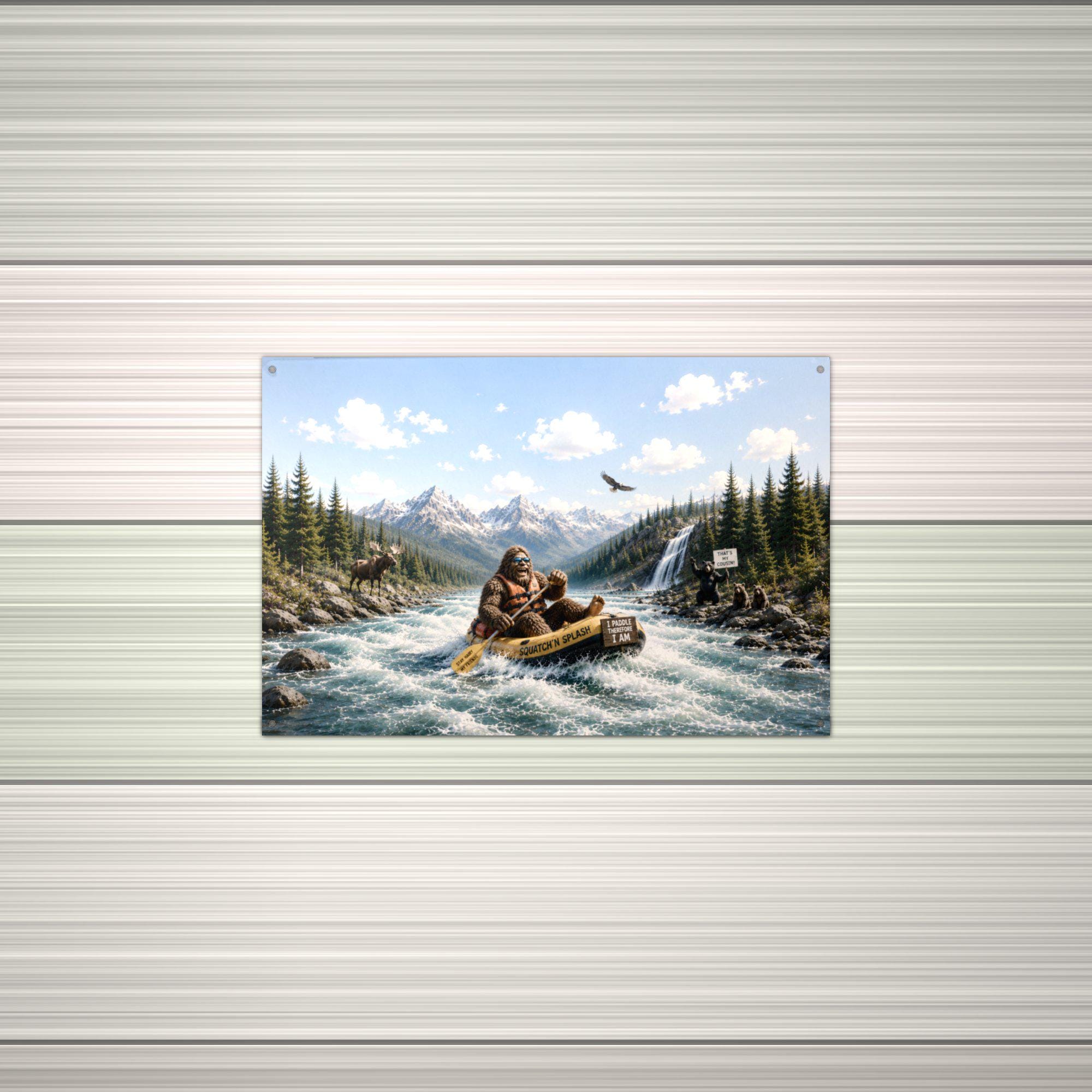 Whitewater Bigfoot Metal Sign Bigfoot Aluminum Sign — alternate angle