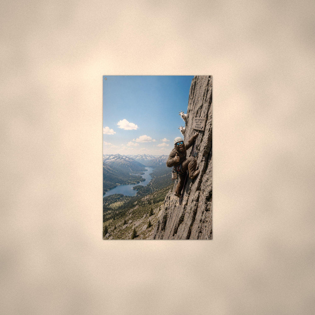 Rock Climber Bigfoot Metal Sign Bigfoot Aluminum Sign — alternate angle