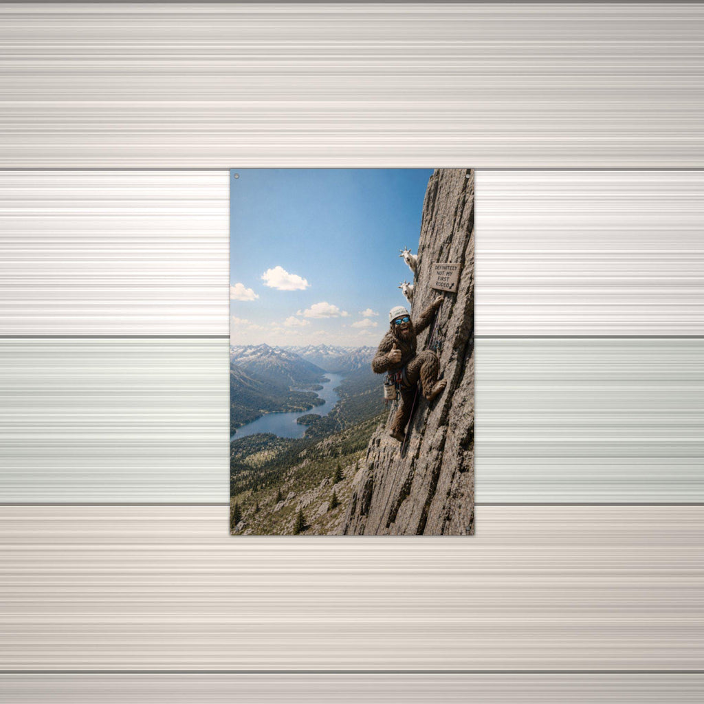 Rock Climber Bigfoot Metal Sign Bigfoot Aluminum Sign — alternate angle
