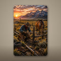 Ranch Fence Cowboy Aluminum Sign Aluminum Sign — front view on white background