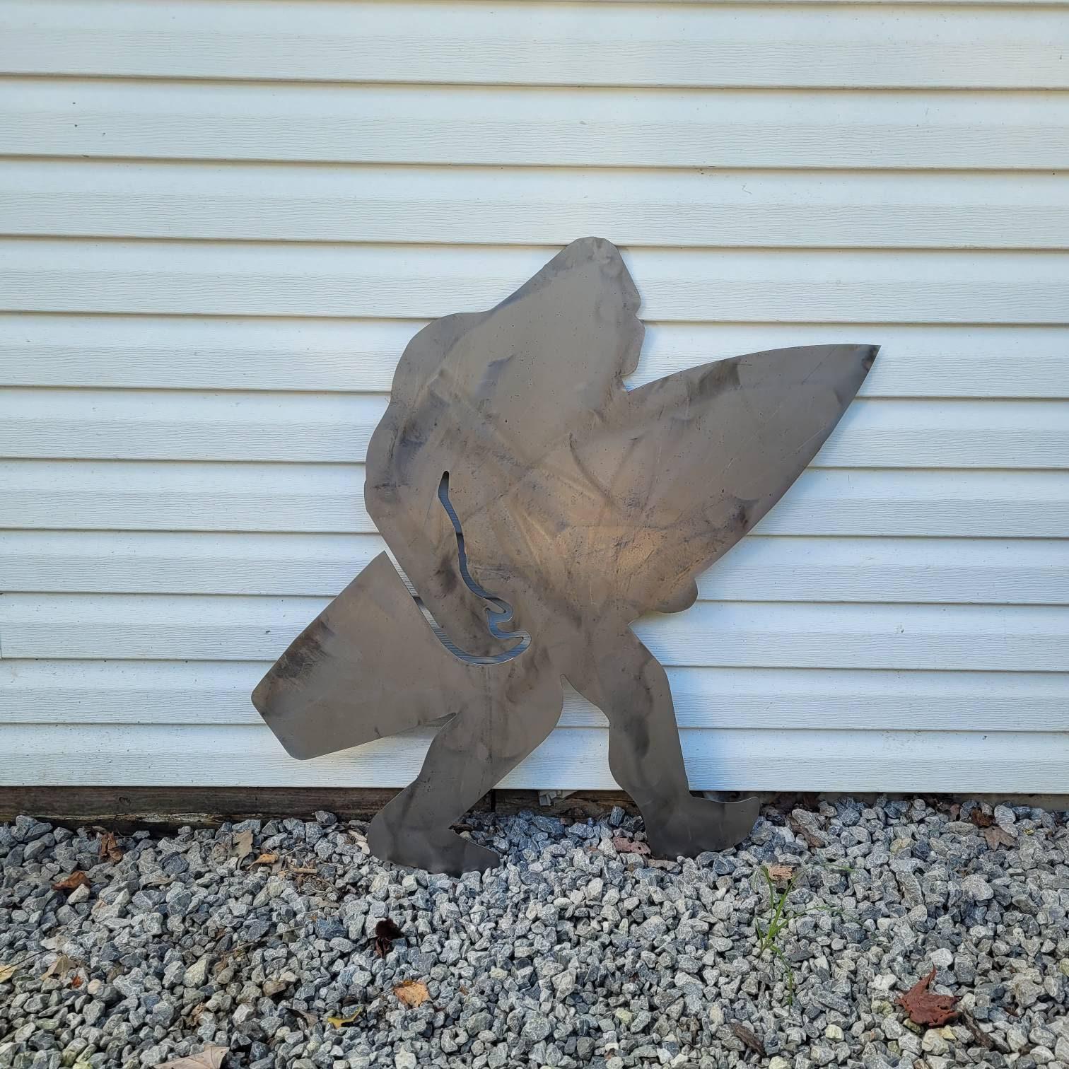 Surfing Bigfoot Metal Stake Metal Garden Stake — alternate angle