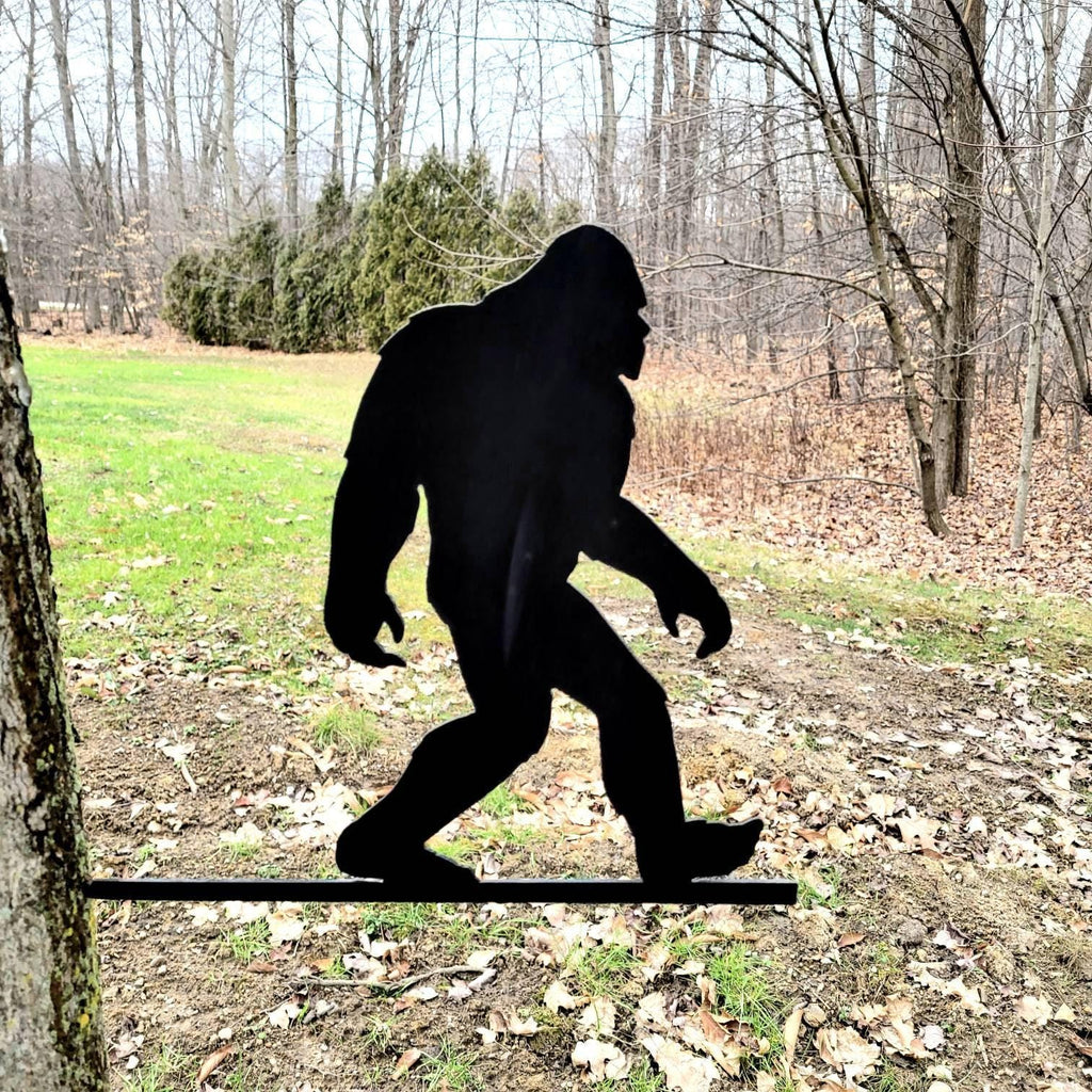 Bigfoot Metal Silhouette Stake Metal Garden Stake — lifestyle setting
