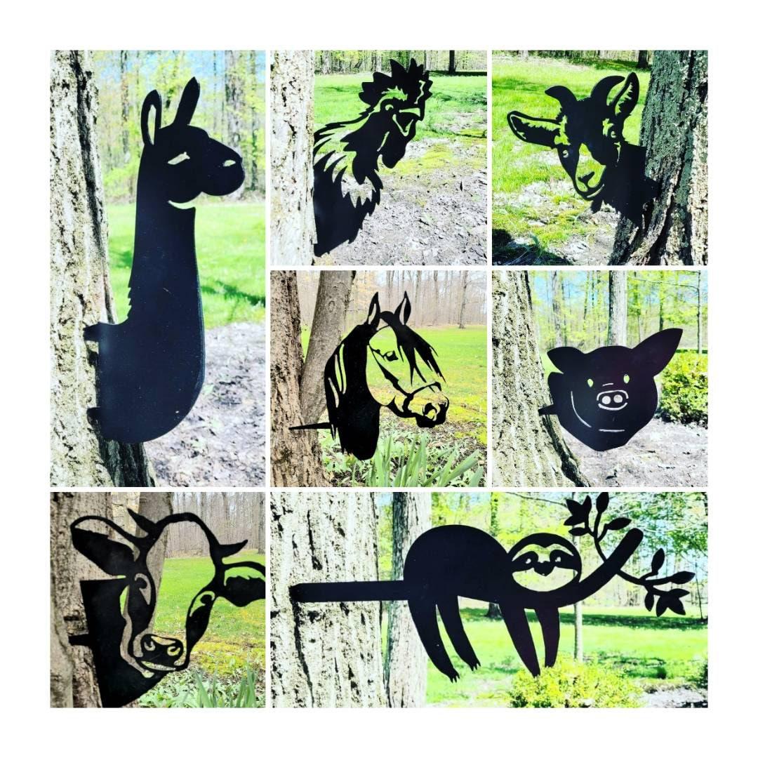 Peeking Sasquatch Metal Stake Metal Garden Stake — alternate angle