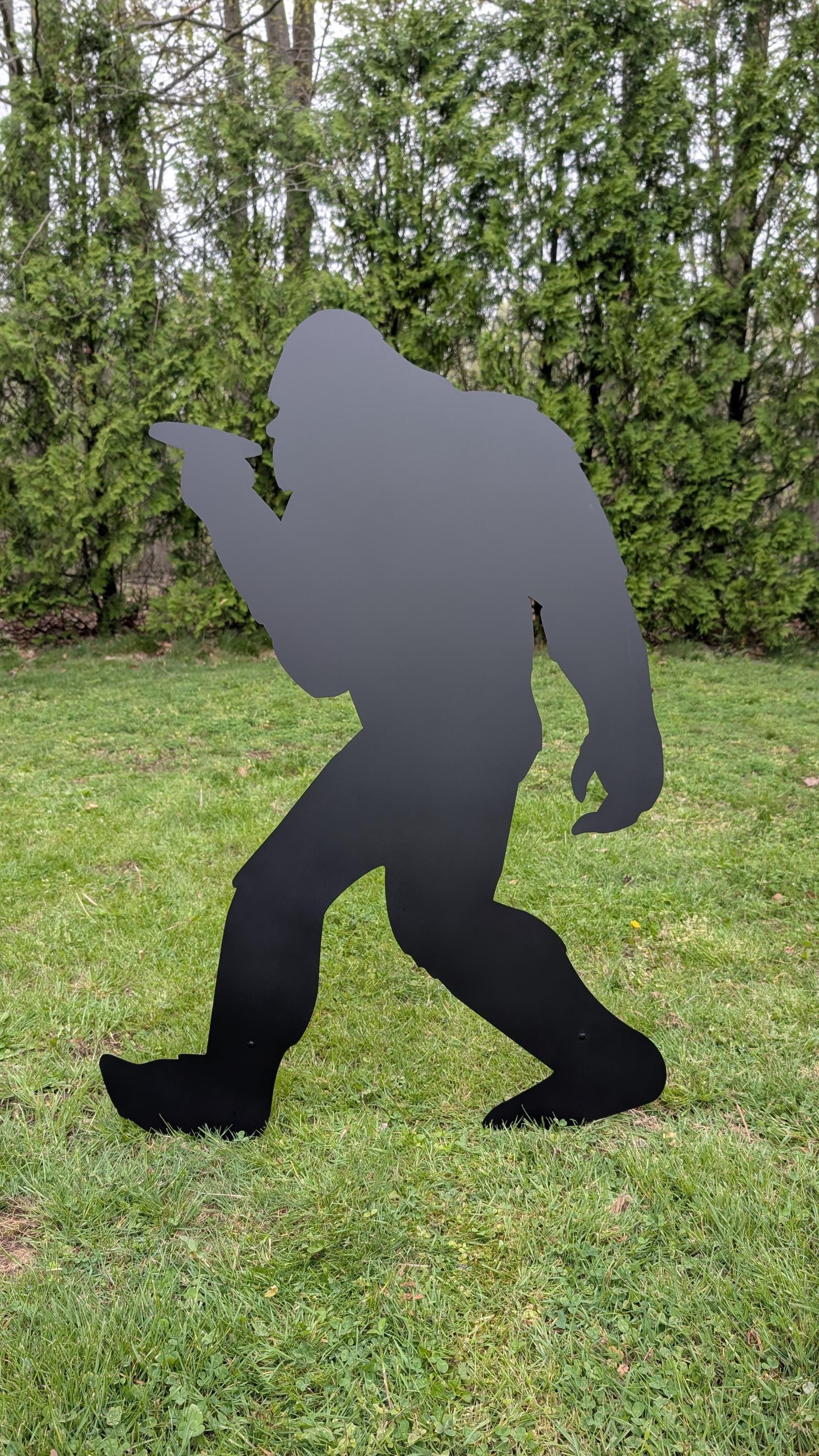 Smoking Bigfoot Metal Stake Metal Garden Stake — alternate angle