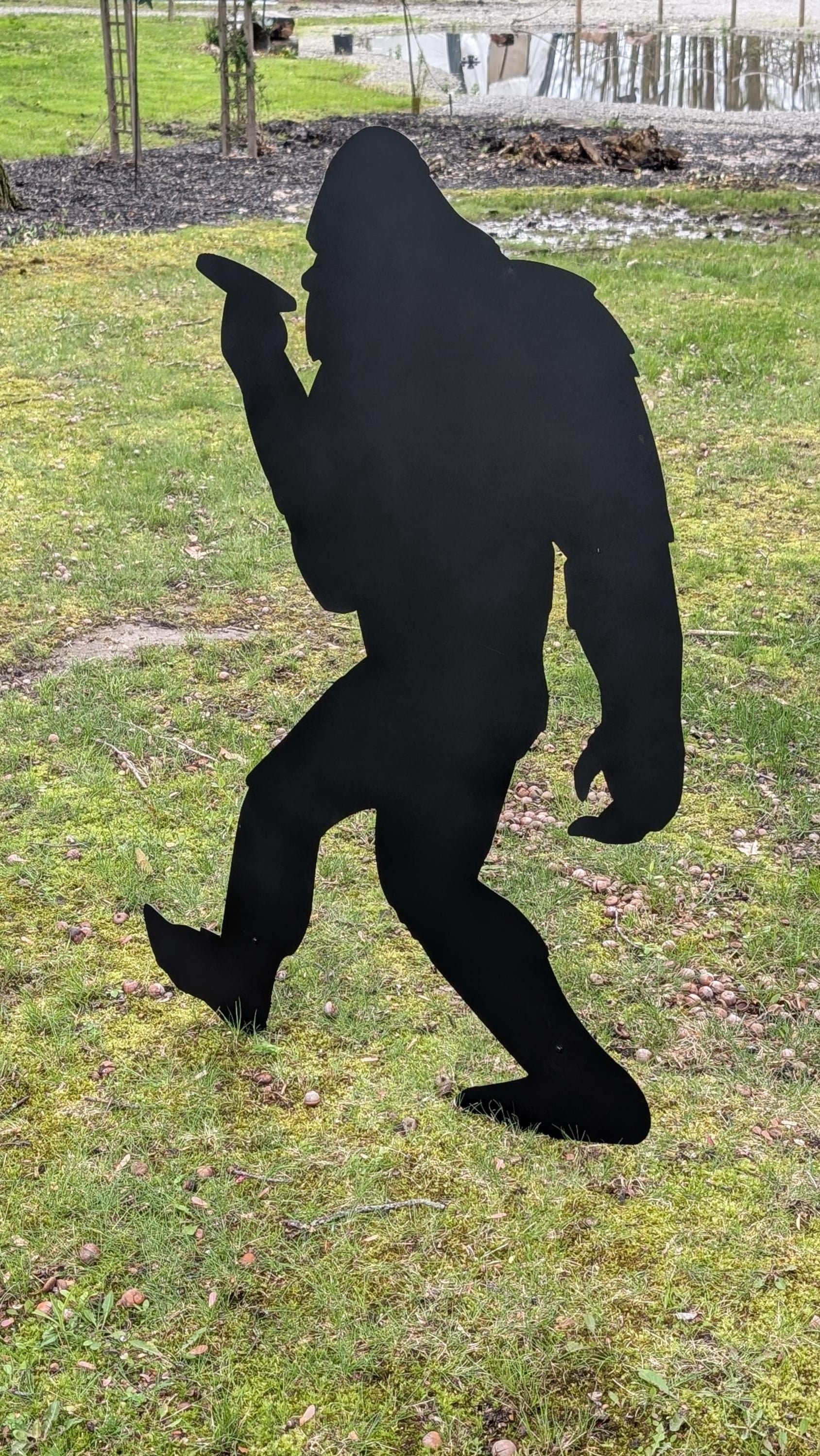 Smoking Bigfoot Metal Stake Metal Garden Stake — alternate angle