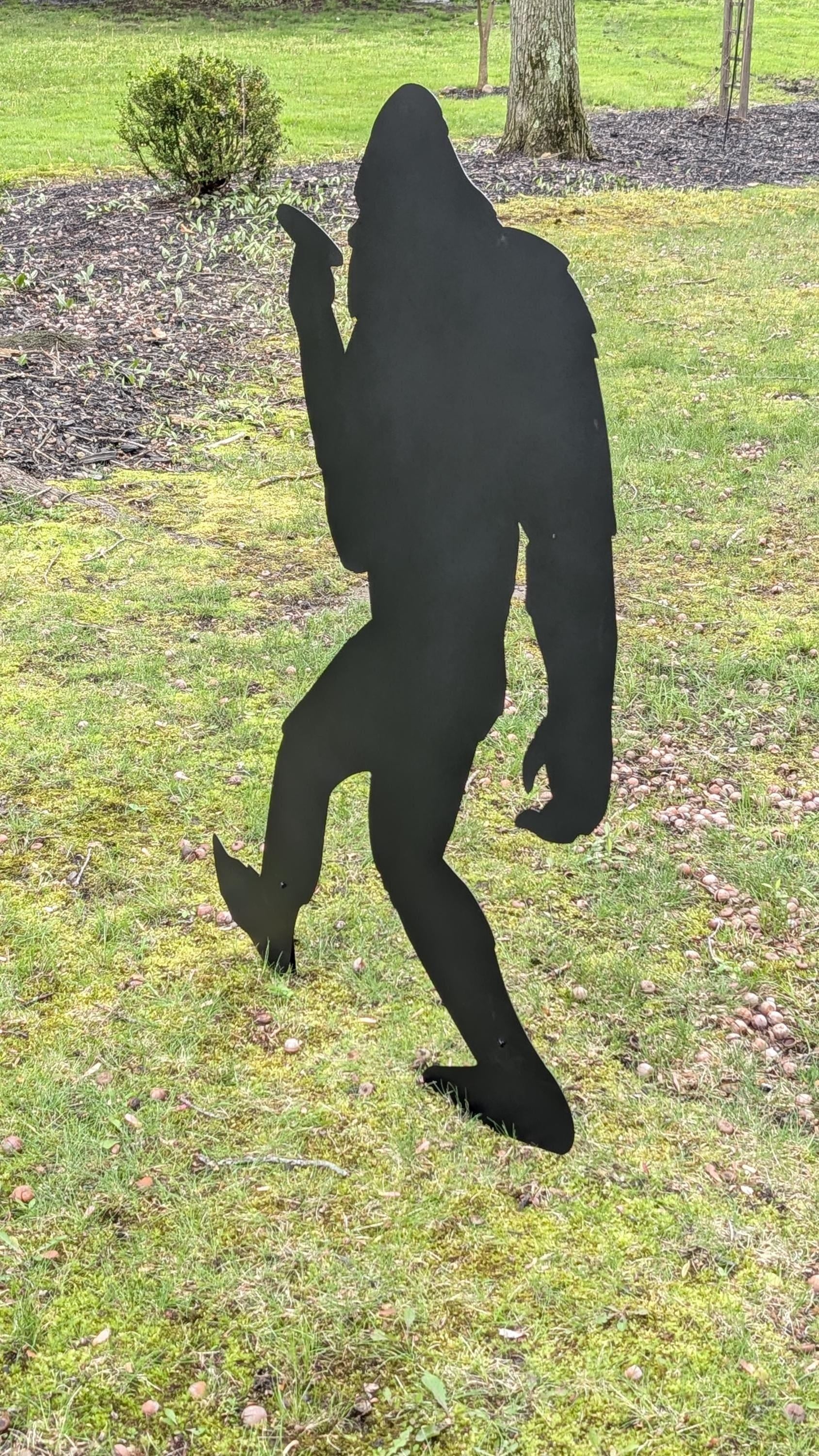 Smoking Bigfoot Metal Stake Metal Garden Stake — alternate angle