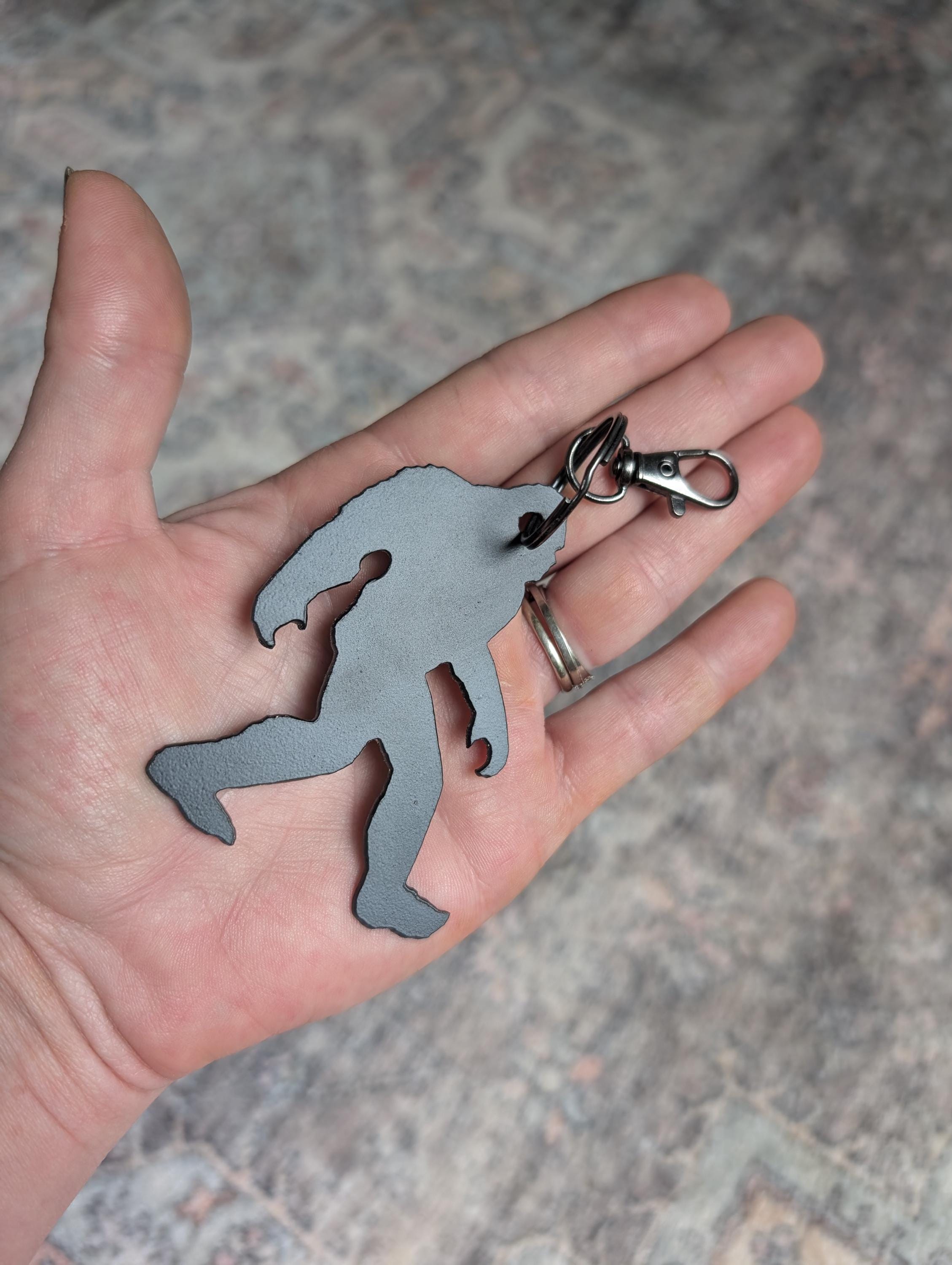 Bigfoot Metal Keychain Metal Keychain — alternate angle