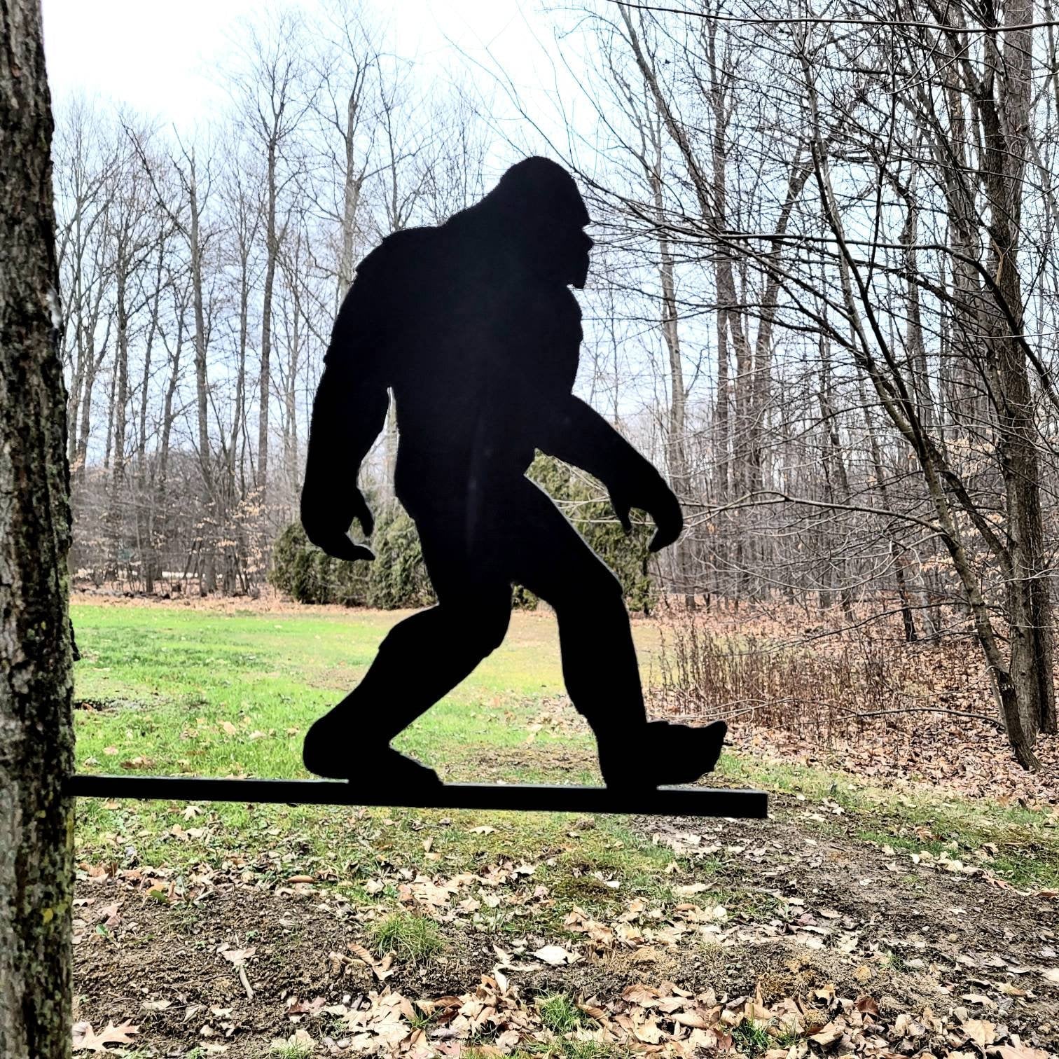Bigfoot Silhouette Metal Garden Stake Metal Garden Stake — front view on white background