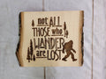 Laser Engraved Bigfoot on Live Edge Basswood  Wood Sign — front view on white background