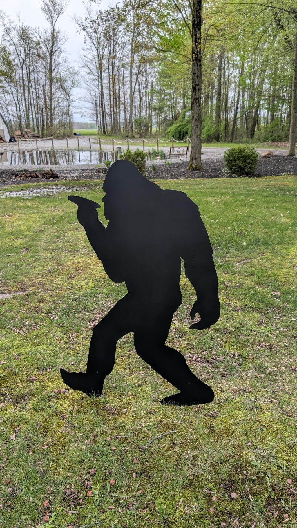 Smoking Bigfoot Metal Yard Art Metal Garden Stake — alternate angle