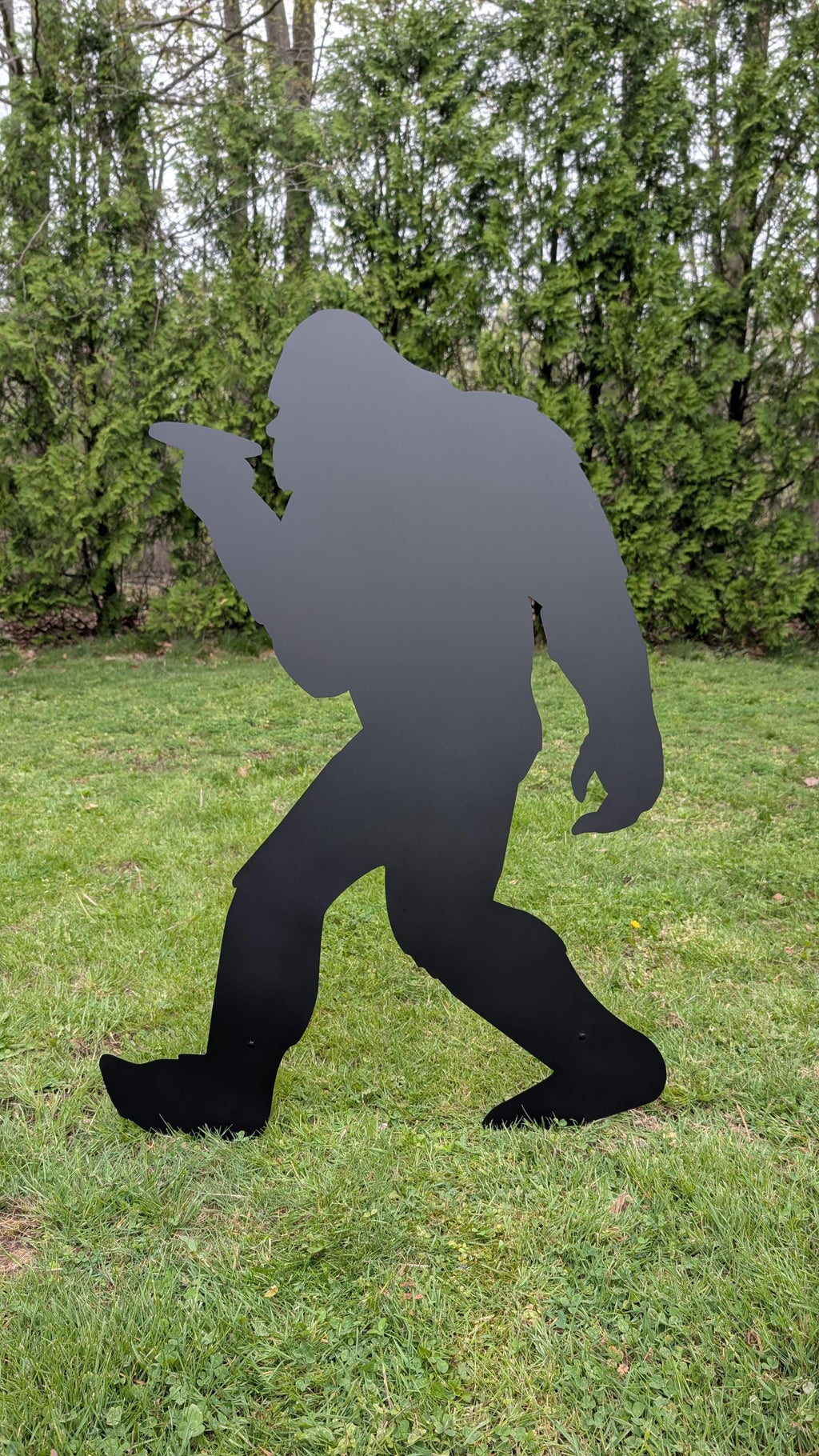 Smoking Bigfoot Metal Yard Art Metal Garden Stake — alternate angle