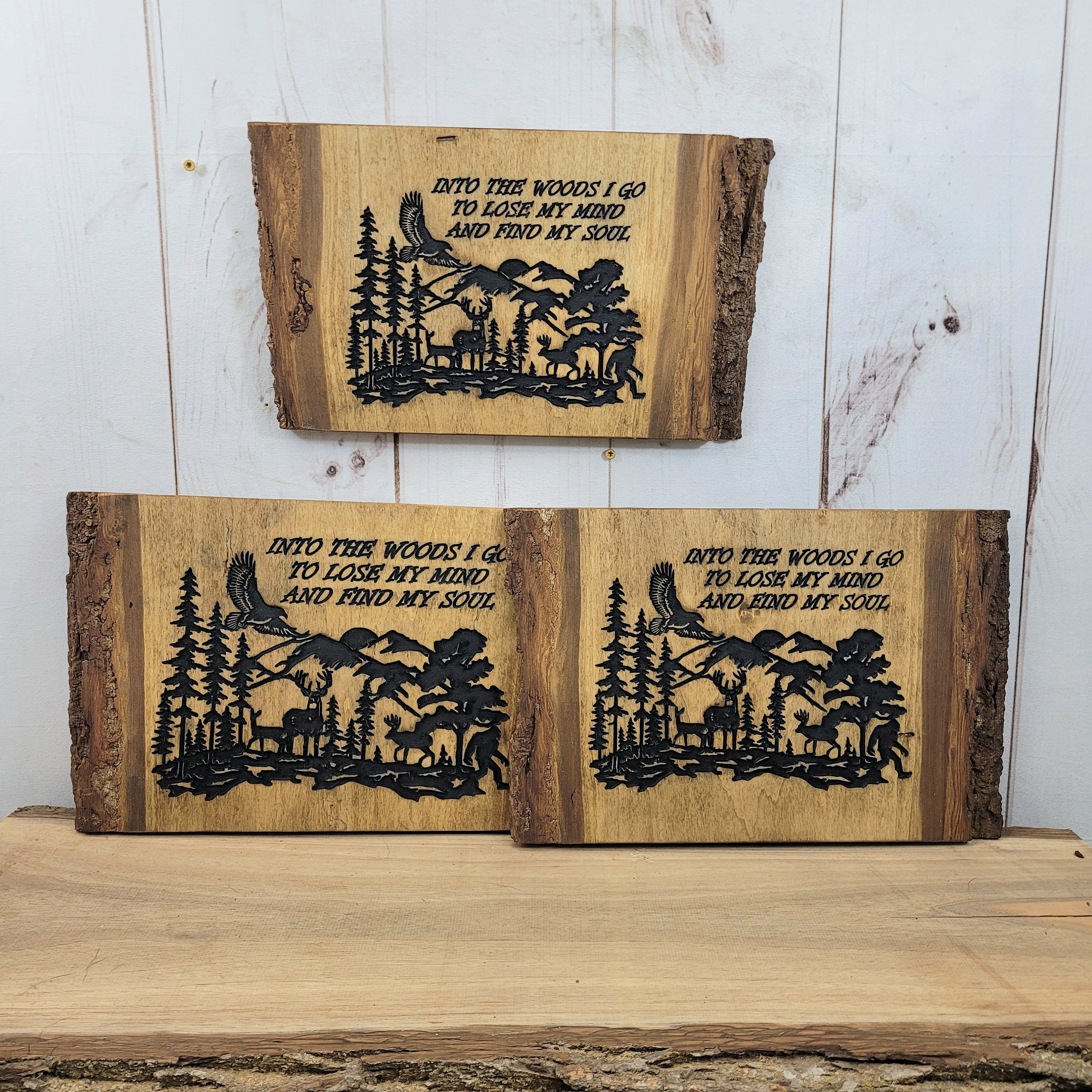 Bigfoot Live Edge Nature Scene Wall Art Wood Sign — alternate angle