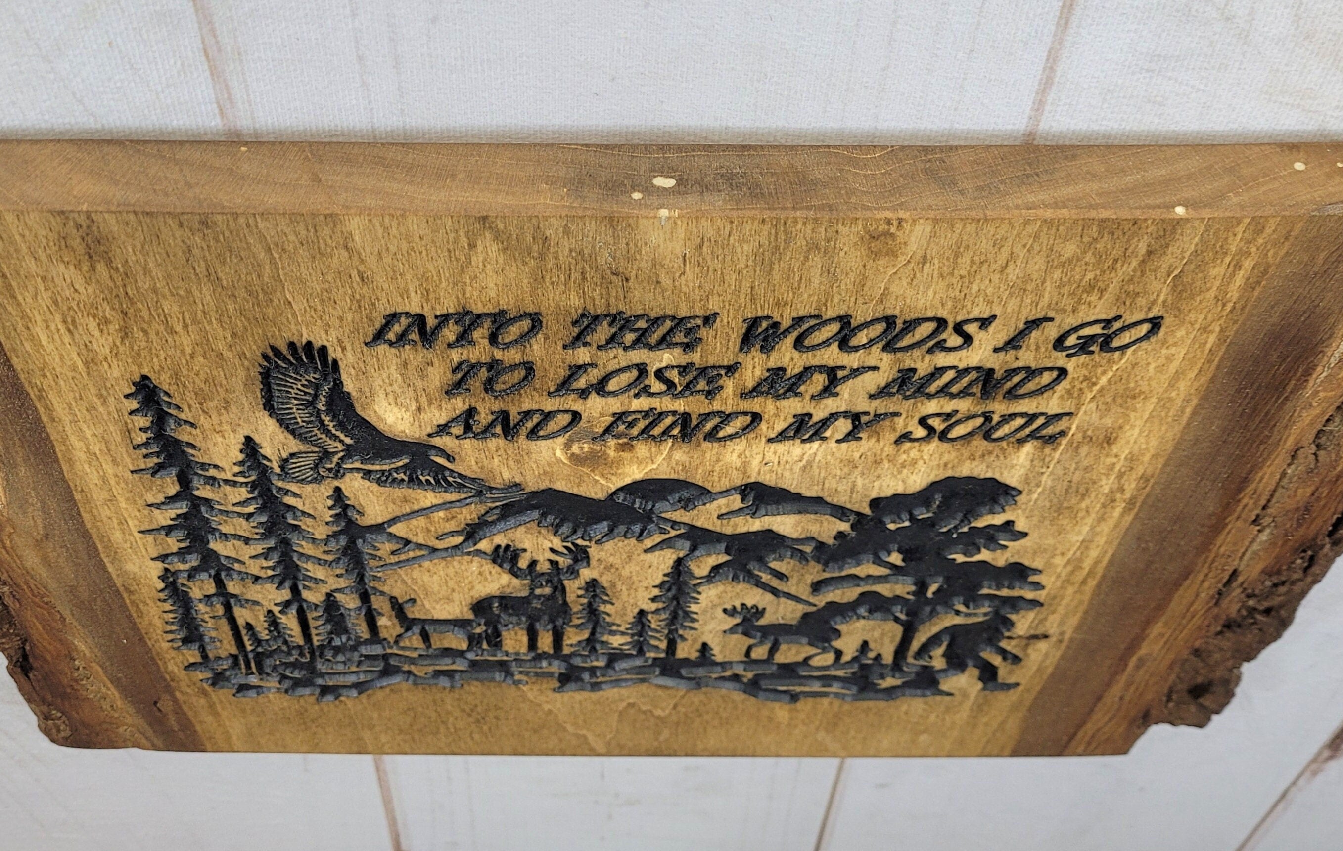 Bigfoot Live Edge Nature Scene Wall Art Wood Sign — alternate angle