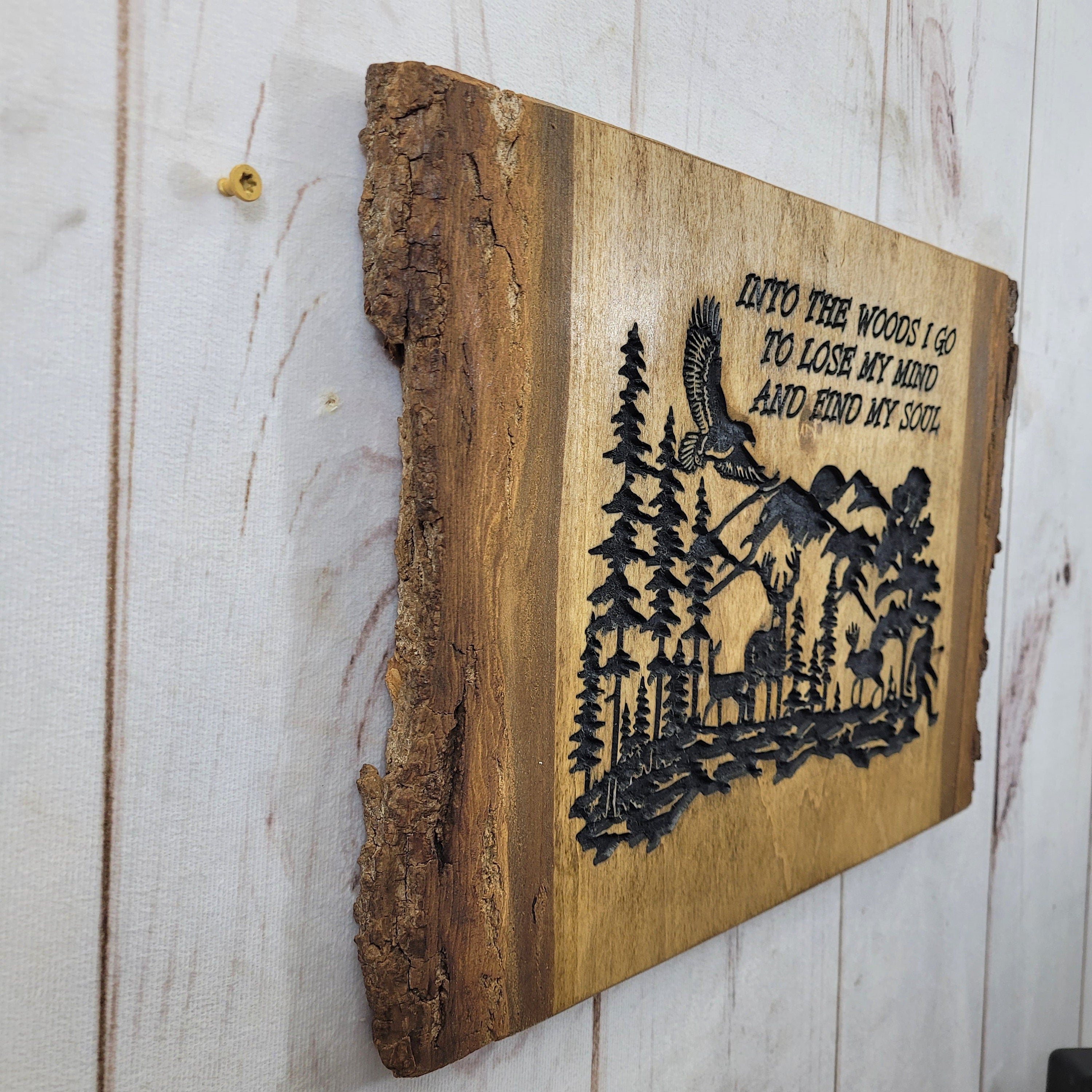 Bigfoot Live Edge Nature Scene Wall Art Wood Sign — alternate angle