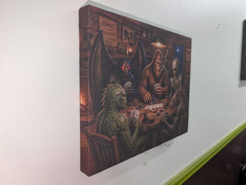 Cryptid Poker Night Canvas Print Canvas Print — lifestyle setting