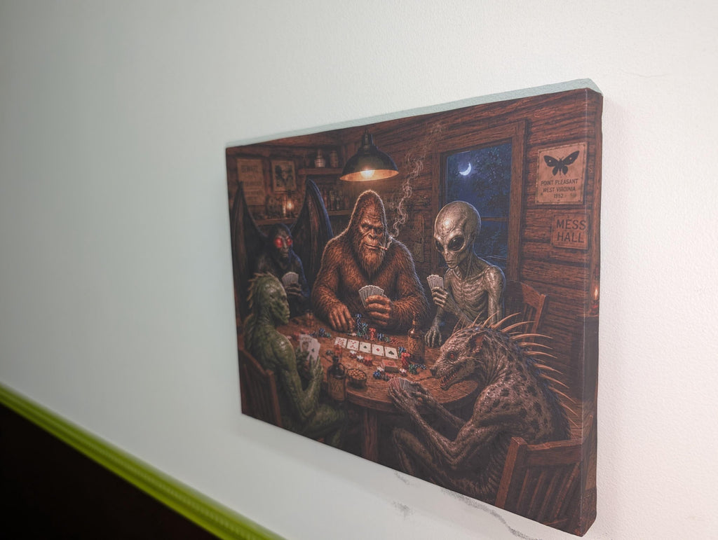 Cryptid Poker Night Canvas Print Canvas Print — detail view