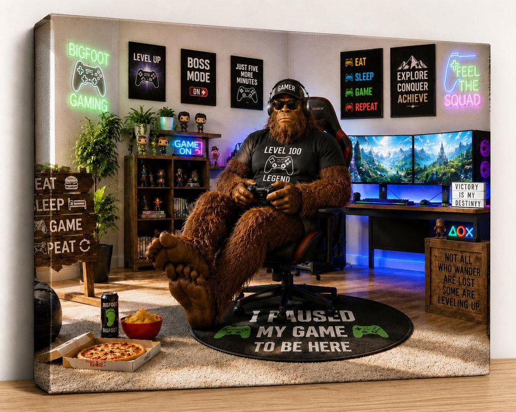 Gamer Bigfoot Canvas Print Canvas Print — front view on white background