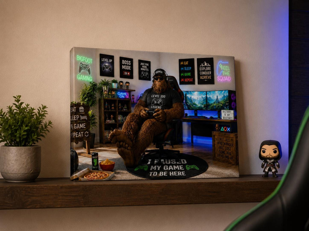 Gamer Bigfoot Canvas Print Canvas Print — lifestyle setting