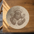 Chef Bigfoot Cork Trivet, Sasquatch Cook Kitchen Hot Pad, Funny Round Trivet for Hot Pots, Gift for Home Chef, Made in Ohio