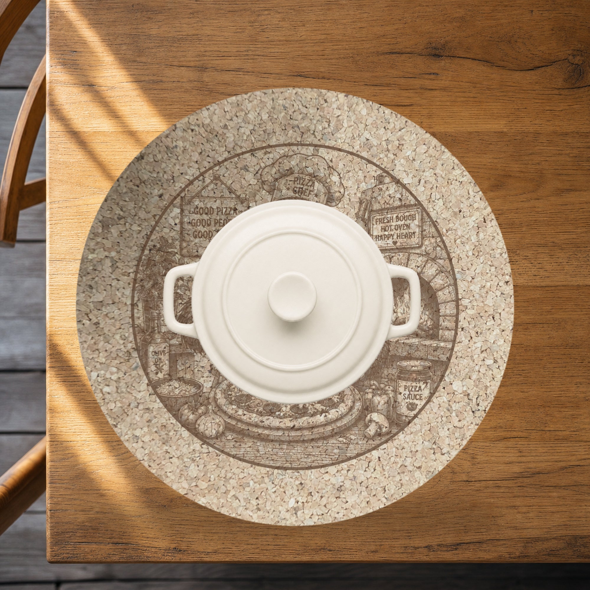 Pizza Bigfoot Cork Trivet, Funny Sasquatch Pizza Night Hot Pad, Round Kitchen Trivet, Pizza Lover Gift, Made in Ohio