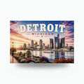 Detroit Skyline Art Aluminum Sign — front view on white background