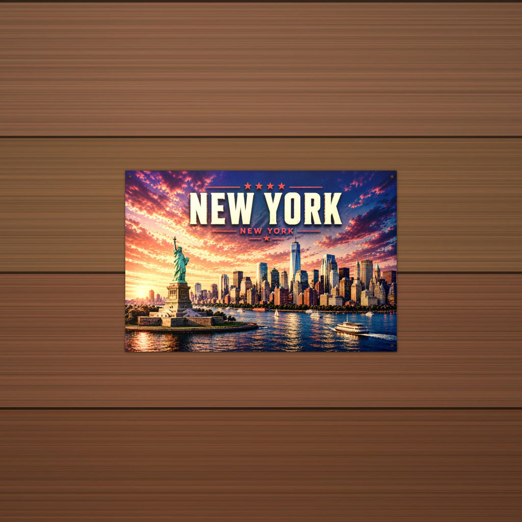New York Skyline Metal Sign Aluminum Sign — alternate angle