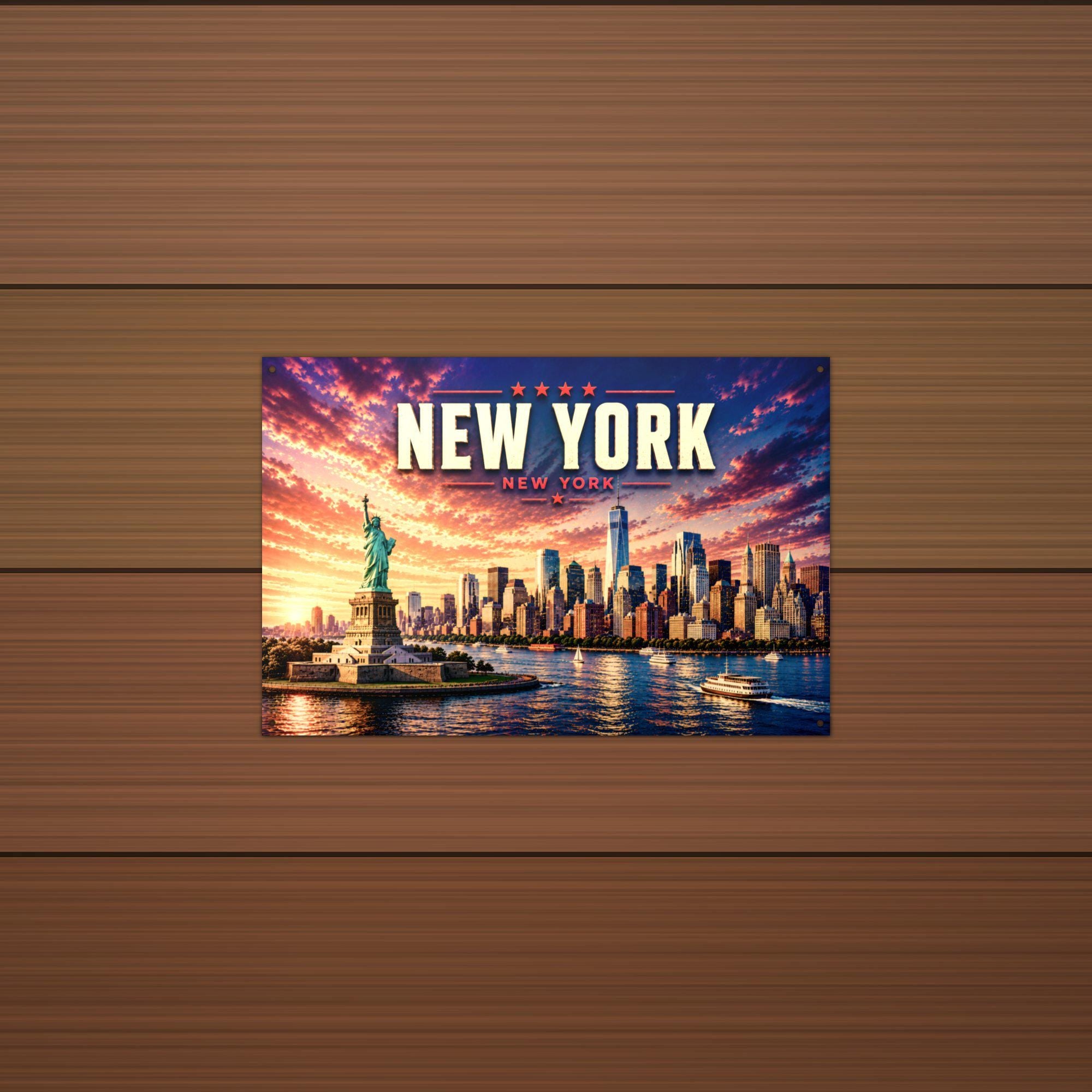 New York Skyline Metal Sign Aluminum Sign — alternate angle