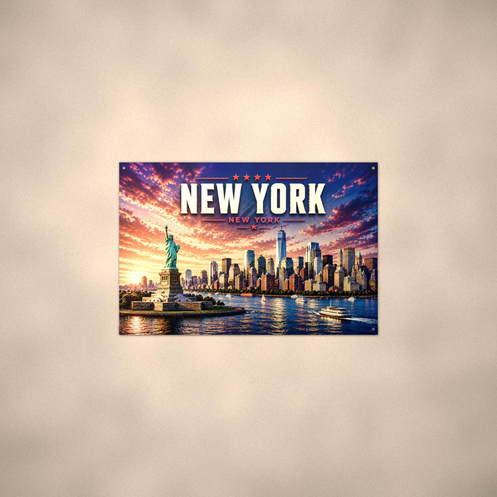 New York Skyline Metal Sign Aluminum Sign — alternate angle