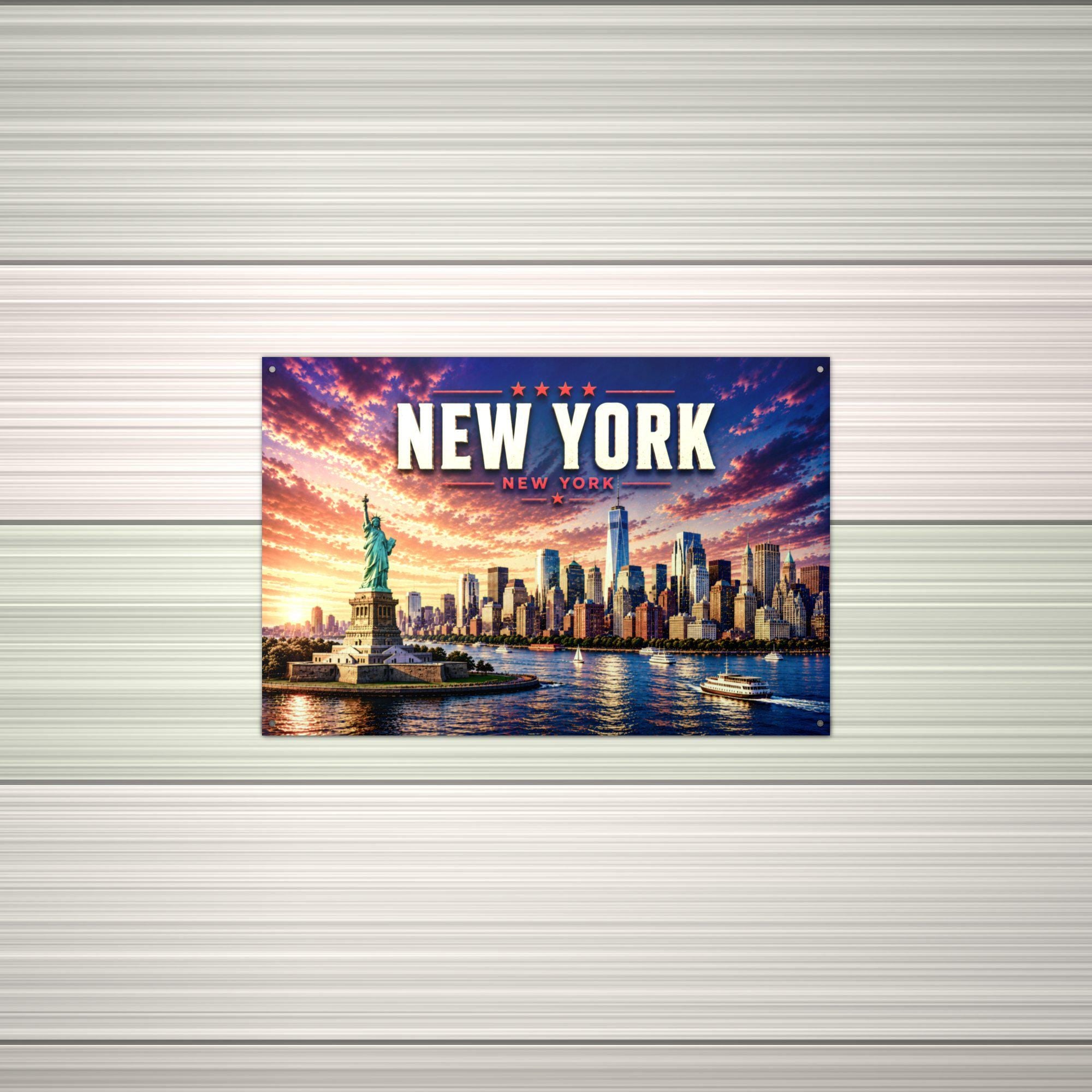 New York Skyline Metal Sign Aluminum Sign — alternate angle