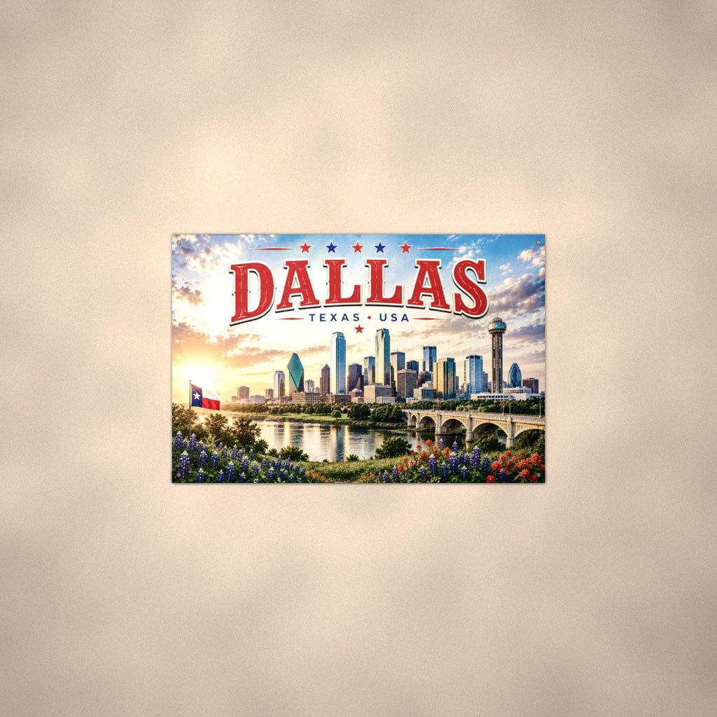 Dallas Skyline Metal Sign Aluminum Sign — alternate angle