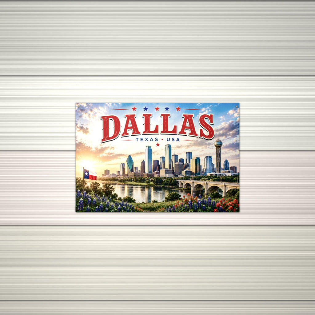 Dallas Skyline Metal Sign Aluminum Sign — alternate angle