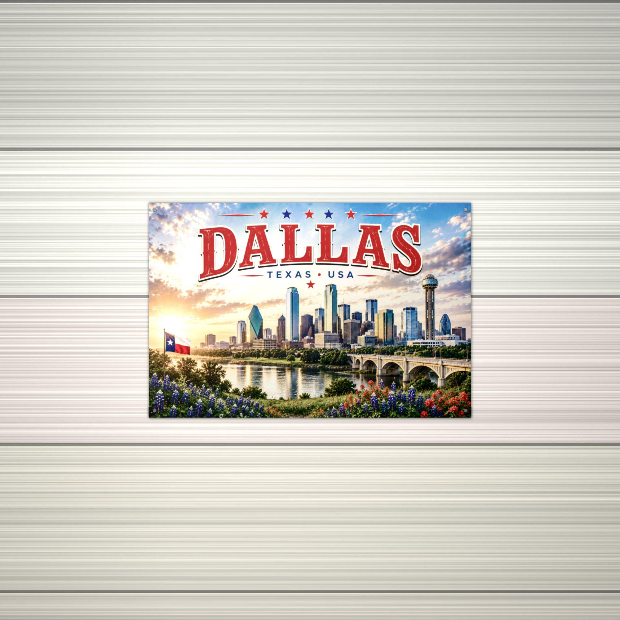 Dallas Skyline Metal Sign Aluminum Sign — alternate angle