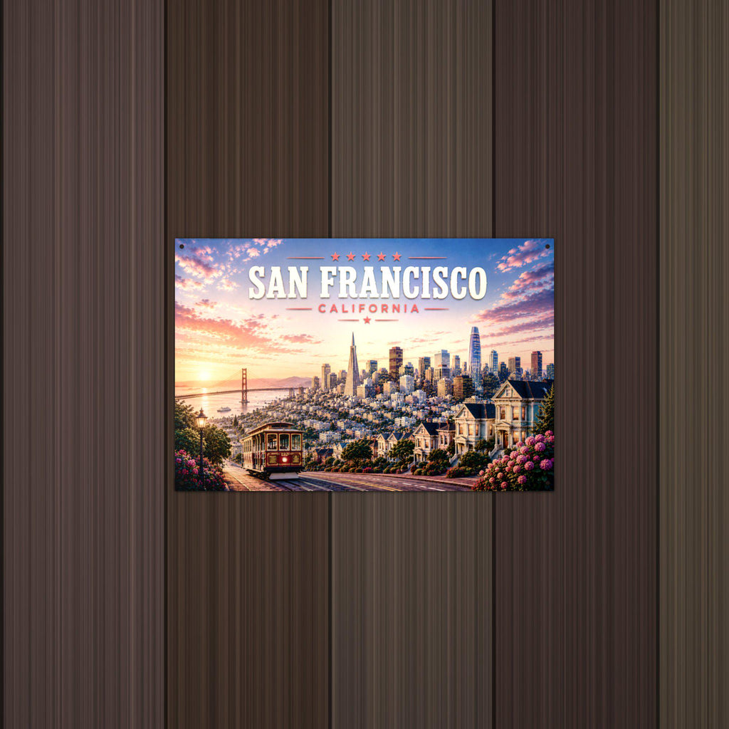 San Francisco Skyline Metal Sign Aluminum Sign — detail view
